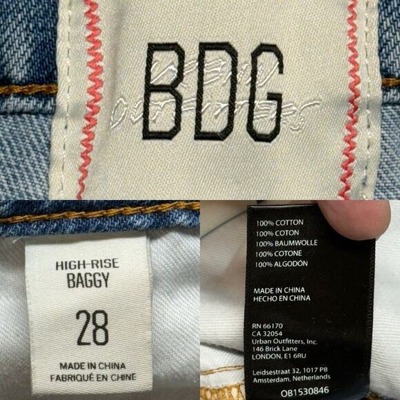 BDG Urban Outfitters High-Waisted Rainbow Baggy Jeans Denim Ombre 90's Size 28 - Picture 15 of 15